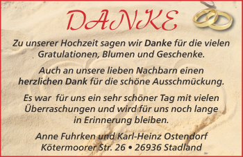 Hochzeitsanzeige von Danksagung Hochzeit  von NWZ