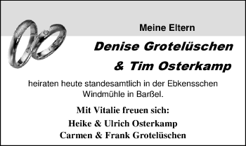 Hochzeitsanzeige von Denise Grotelüschen von NWZ