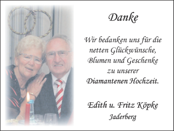 Hochzeitsanzeige von Edith Köpke von NWZ