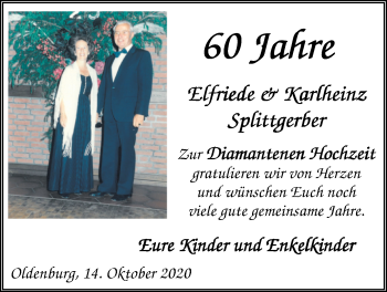 Hochzeitsanzeige von Elfriede Splittgerber von NWZ