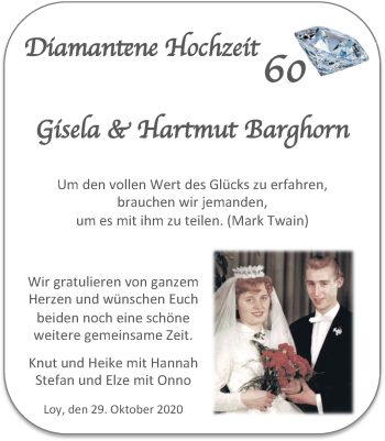 Hochzeitsanzeige von Gisela Barghorn von NWZ