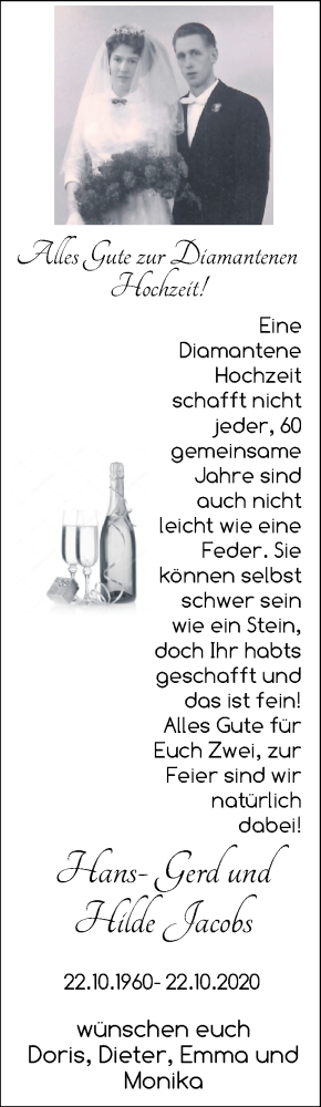 Hochzeitsanzeige von Hans- Gerd Jacobs von NWZ
