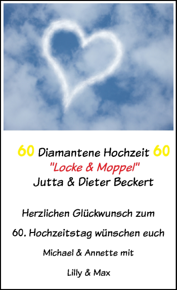 Hochzeitsanzeige von Jutta Beckert von NWZ