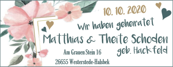 Hochzeitsanzeige von Theite Schoden von NWZ