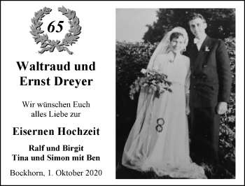 Hochzeitsanzeige von Waltraud Dreyer von NWZ