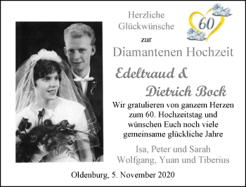 Hochzeitsanzeige von Edeltraud Bock von NWZ