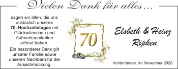 Hochzeitsanzeige von Elsbeth Ripken von NWZ