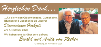 Hochzeitsanzeige von Ewald von Reken von NWZ
