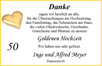 Hochzeitsanzeige von Inge Meyer von NWZ