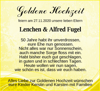 Hochzeitsanzeige von Lenchen Fugel von NWZ