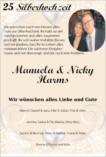 Hochzeitsanzeige von Manuela Harms von NWZ