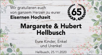Hochzeitsanzeige von Margarete Hellbusch von NWZ