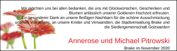 Hochzeitsanzeige von Annerose Pitrowski von NWZ