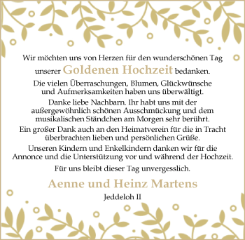 Hochzeitsanzeige von Goldene  von NWZ