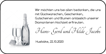 Hochzeitsanzeige von Hans- Gerd Jacobs von NWZ