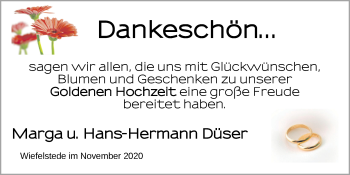 Hochzeitsanzeige von Marga Düser von NWZ