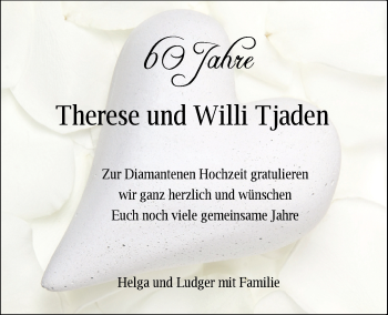 Hochzeitsanzeige von Therese Tjaden von NWZ