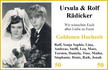Hochzeitsanzeige von Ursula Rädicker von NWZ