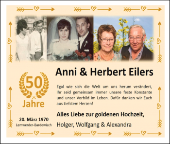 Hochzeitsanzeige von Anni Eilers von NWZ