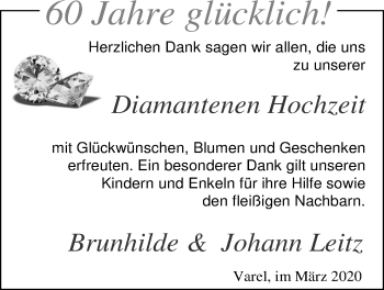 Hochzeitsanzeige von Brunhilde Leitz von NWZ