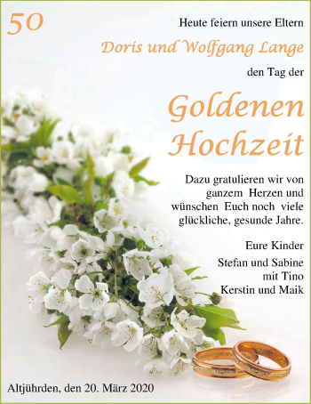 Hochzeitsanzeige von Doris Lange von NWZ