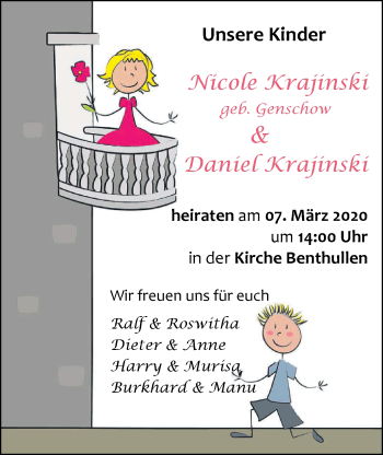Hochzeitsanzeige von Nicole Krajinski von NWZ