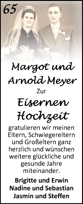 Hochzeitsanzeige von Margot Meyer von NWZ