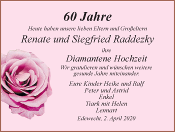 Hochzeitsanzeige von Renate Raddezky von NWZ