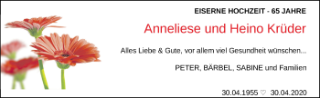 Hochzeitsanzeige von Anneliese Krüder von NWZ