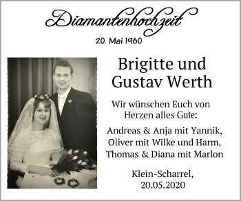 Hochzeitsanzeige von Brigitte Werth von NWZ