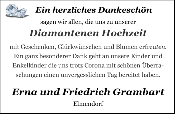 Hochzeitsanzeige von Erna Grambart von NWZ