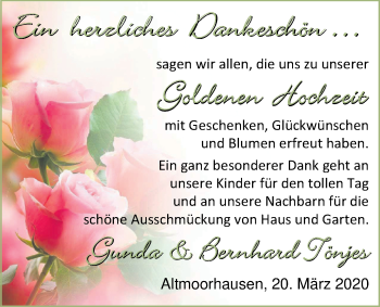 Hochzeitsanzeige von Gunda Tönjes von NWZ