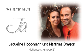 Hochzeitsanzeige von Jaqueline Hoppmann von NWZ