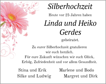 Hochzeitsanzeige von Linda Gerdes von NWZ