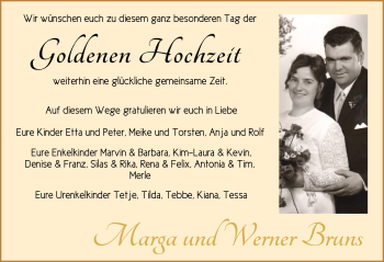 Hochzeitsanzeige von Marga Bruns von NWZ