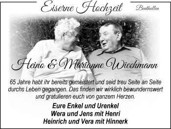 Hochzeitsanzeige von Marianne Wiechmann von NWZ