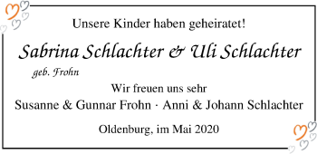 Hochzeitsanzeige von Sabrina Schlachter von NWZ