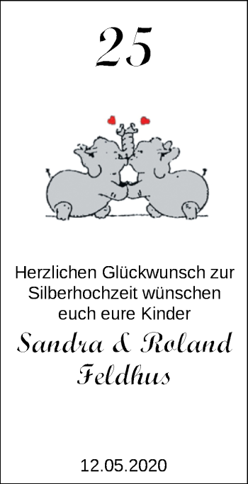 Hochzeitsanzeige von Sandra Feldhus von NWZ