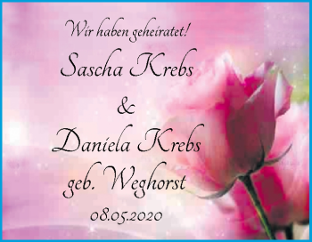 Hochzeitsanzeige von Sascha Krebs von NWZ