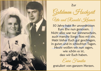 Hochzeitsanzeige von Ute Kramer von NWZ