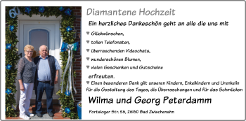 Hochzeitsanzeige von Wilma Peterdamm von NWZ