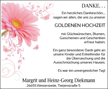 Hochzeitsanzeige von margrit Diekmann von NWZ