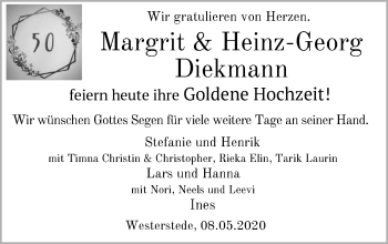 Hochzeitsanzeige von margrit Diekmann von NWZ