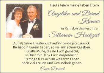 Hochzeitsanzeige von Angelika Kramer von NWZ