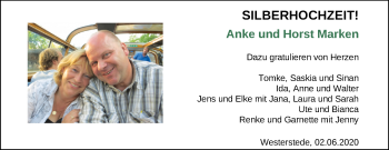 Hochzeitsanzeige von Anke Marken von NWZ