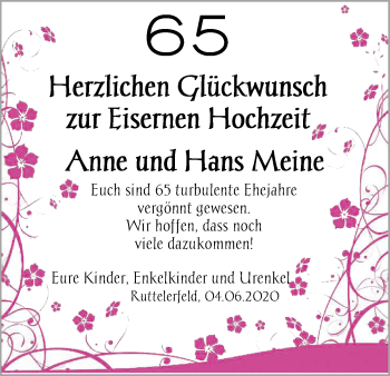 Hochzeitsanzeige von Anne Meine von NWZ