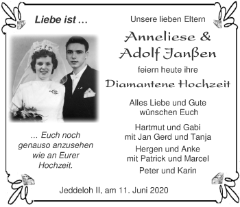 Hochzeitsanzeige von Anneliese Janßen von NWZ