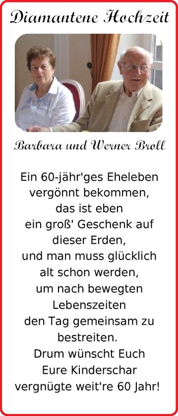 Hochzeitsanzeige von Barbara Broll von NWZ