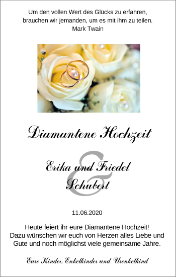 Hochzeitsanzeige von Erika Schubert von NWZ