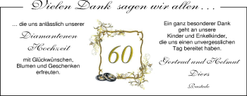 Hochzeitsanzeige von Gertrud Diers von NWZ